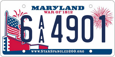 MD license plate 6AA4901