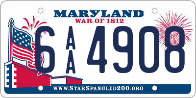 MD license plate 6AA4908
