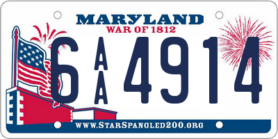 MD license plate 6AA4914