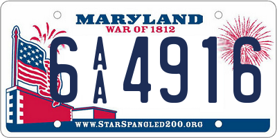 MD license plate 6AA4916