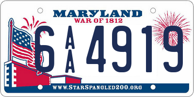 MD license plate 6AA4919