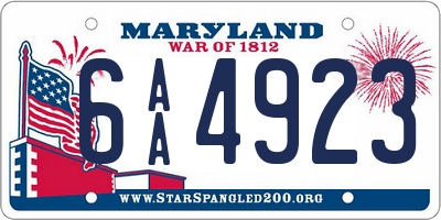 MD license plate 6AA4923