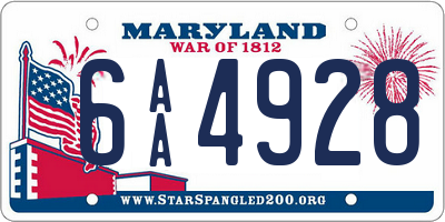 MD license plate 6AA4928