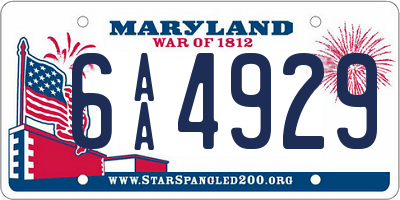 MD license plate 6AA4929