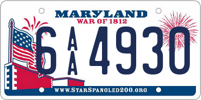 MD license plate 6AA4930