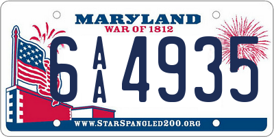 MD license plate 6AA4935