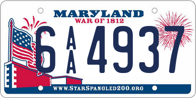 MD license plate 6AA4937