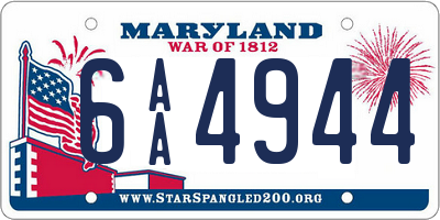 MD license plate 6AA4944