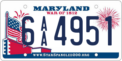 MD license plate 6AA4951