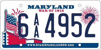 MD license plate 6AA4952