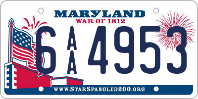MD license plate 6AA4953