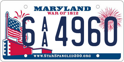 MD license plate 6AA4960