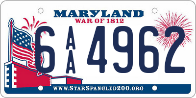 MD license plate 6AA4962