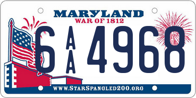 MD license plate 6AA4968