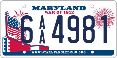 MD license plate 6AA4981