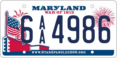 MD license plate 6AA4986
