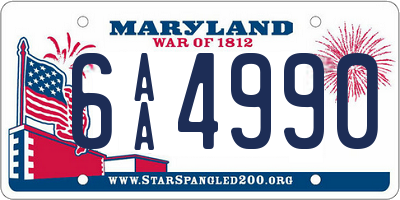 MD license plate 6AA4990