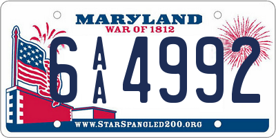 MD license plate 6AA4992