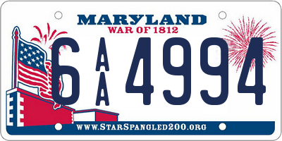 MD license plate 6AA4994