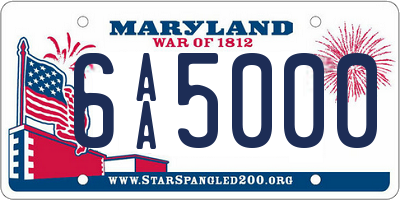 MD license plate 6AA5000