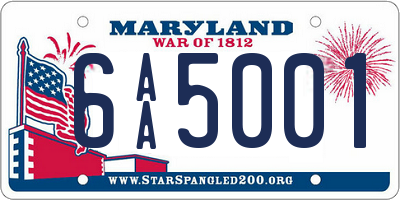 MD license plate 6AA5001