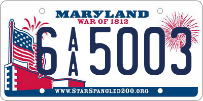 MD license plate 6AA5003