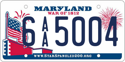 MD license plate 6AA5004