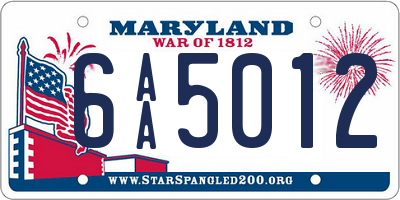 MD license plate 6AA5012