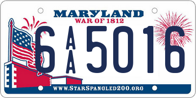 MD license plate 6AA5016