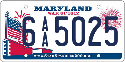 MD license plate 6AA5025