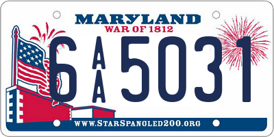 MD license plate 6AA5031