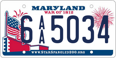 MD license plate 6AA5034