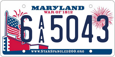 MD license plate 6AA5043