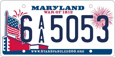 MD license plate 6AA5053