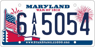 MD license plate 6AA5054
