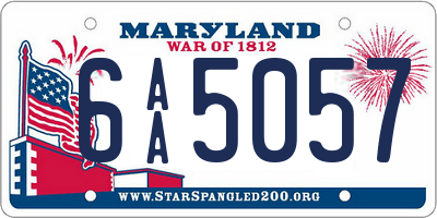 MD license plate 6AA5057