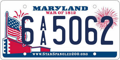 MD license plate 6AA5062