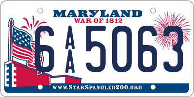 MD license plate 6AA5063