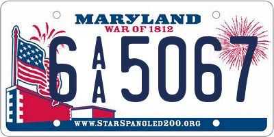 MD license plate 6AA5067