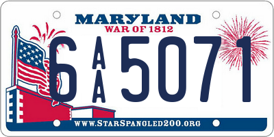 MD license plate 6AA5071