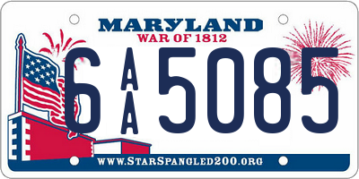 MD license plate 6AA5085