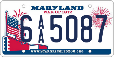 MD license plate 6AA5087