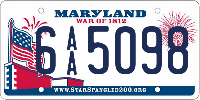 MD license plate 6AA5098