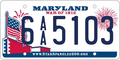 MD license plate 6AA5103