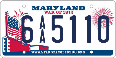 MD license plate 6AA5110