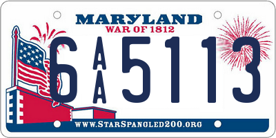 MD license plate 6AA5113