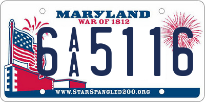 MD license plate 6AA5116