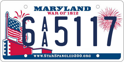 MD license plate 6AA5117