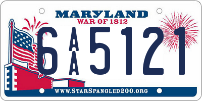 MD license plate 6AA5121