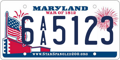 MD license plate 6AA5123
